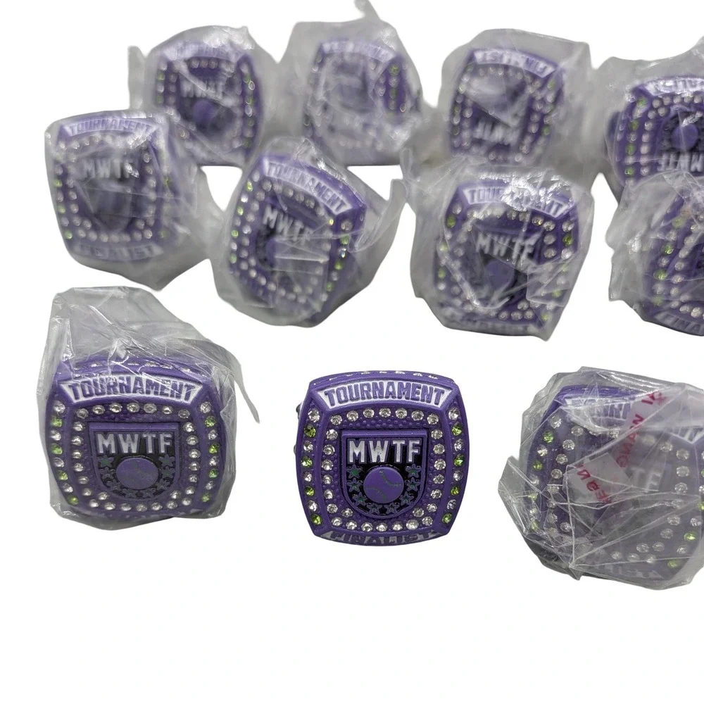 11 Pack MWTF Baseball Tournament Finalist Rings‎ Purple Rhinestone Bulk